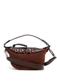 BY FAR suede crocodile shoulder bag - Braun