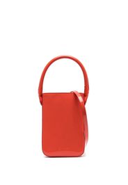 BY FAR Note patent-finish crossbody bag - Orange