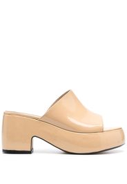 BY FAR Leroy 80mm patent leather mules - Braun