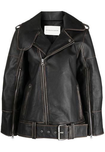 By Malene Birger zip details leather jacket - Schwarz