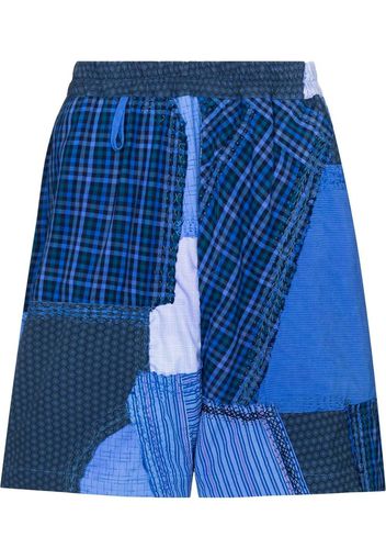 By Walid Sport-Shorts im Patchwork-Look - Blau