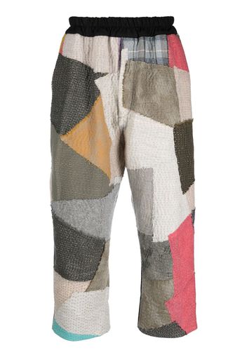 By Walid cropped patchwork trousers - Nude