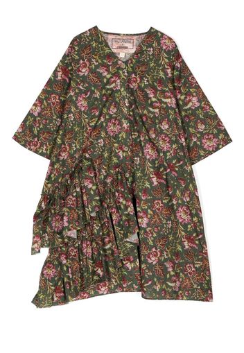 By Walid floral-print V-neck dress - Grün