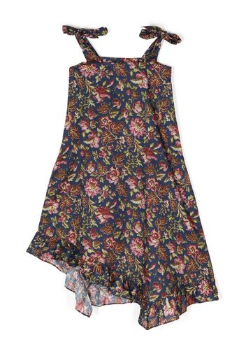 By Walid floral-print high-low hem dress - Blau