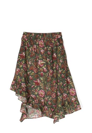 By Walid floral-print high-low hem skirt - Grün