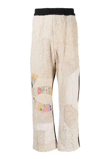 By Walid patchwork-detail two-tone trousers - Nude