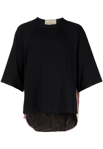 By Walid floral embroidery cotton T-shirt - Schwarz