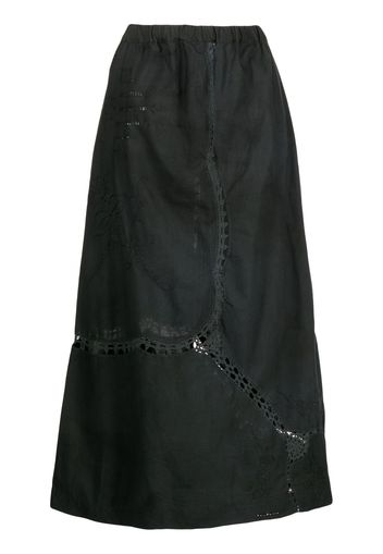 By Walid embroidered-detail cotton long skirt - Schwarz