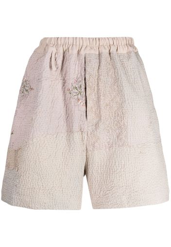 By Walid embroidered linen-cotton shorts - Nude