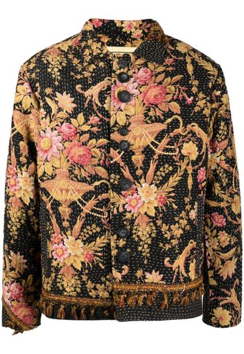 By Walid floral-print buttoned shirt jacket - Schwarz