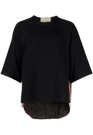 By Walid floral embroidery cotton T-shirt - Schwarz