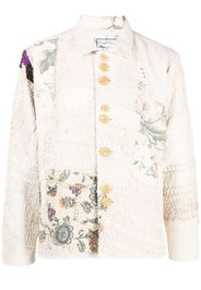 By Walid embroidered-patchwork cotton shirt jacket - Nude