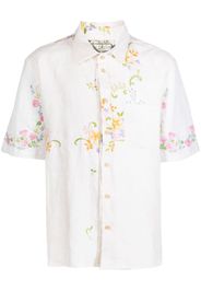 By Walid James embroidered linen shirt - Nude