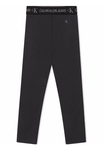 Calvin Klein Jeans logo waistband leggings - Schwarz