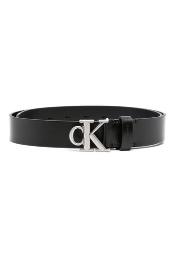 Calvin Klein Jeans monogram-plaque leather belt - Schwarz