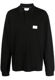 Calvin Klein Jeans logo-patch long-sleeve polo top - Schwarz