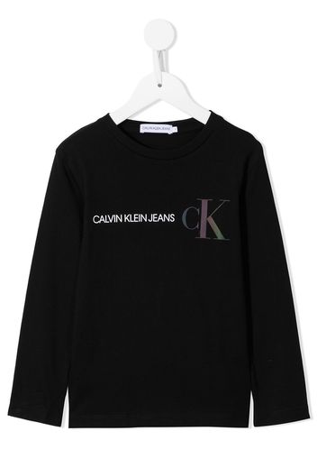 Calvin Klein Kids Langarmshirt mit Logo-Print - Schwarz