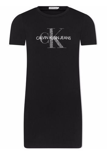 Calvin Klein Kids T-Shirtkleid mit Logo-Print - Schwarz