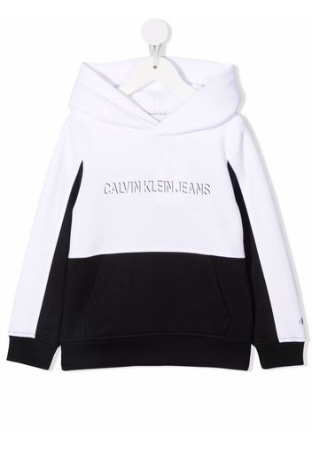 Calvin Klein Kids colour-block logo-print hoodie - Schwarz