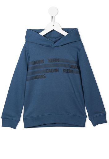 Calvin Klein Kids logo-print cotton hoodie - Blau