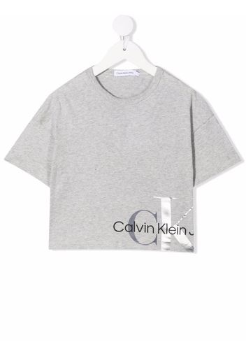 Calvin Klein Kids organic cotton cropped T-shirt - Grau