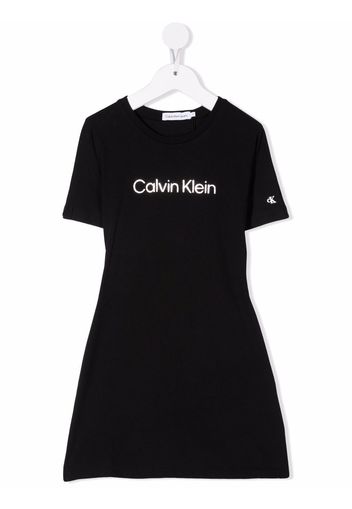 Calvin Klein Kids logo-print flared dress - Schwarz