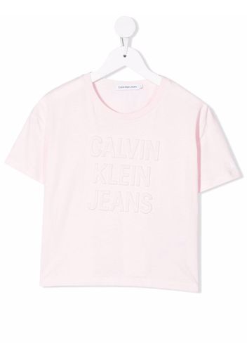 Calvin Klein Kids embossed-logo T-shirt - Rosa