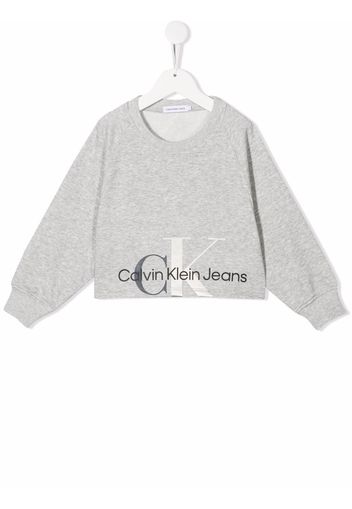 Calvin Klein Kids logo-print cropped sweatshirt - Grau