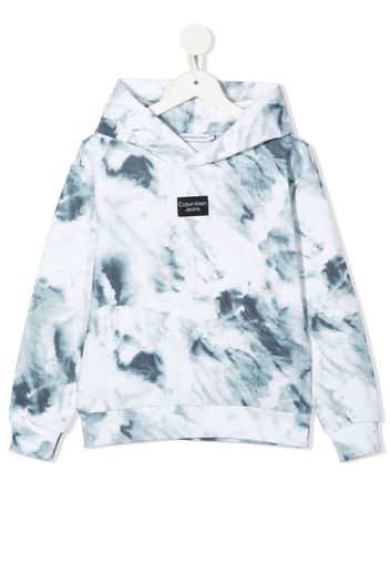 Calvin Klein Kids tie-dye logo-patch hoodie - Weiß