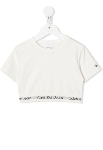 Calvin Klein Kids logo-print cropped T-shirt - Weiß