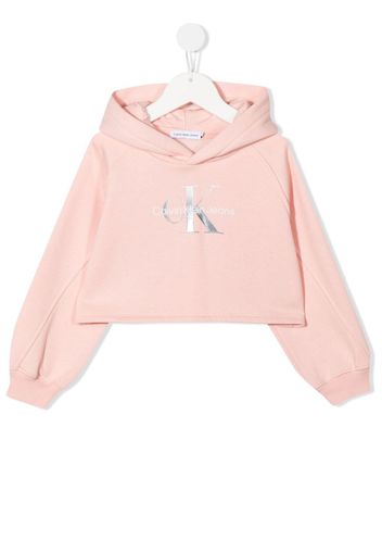 Calvin Klein Kids metallic logo-print hoodie - Rosa