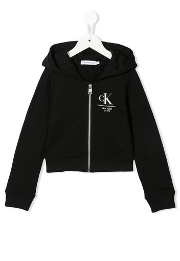 Calvin Klein Kids logo-print cotton hoodie - Schwarz