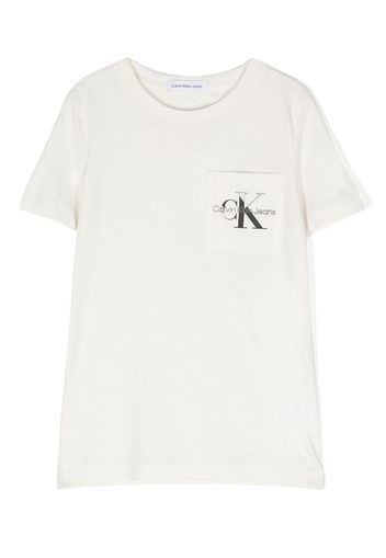 Calvin Klein Kids logo-print pocket T-shirt - Nude