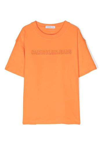 Calvin Klein Kids logo-embroidered short-sleeve T-shirt - Orange