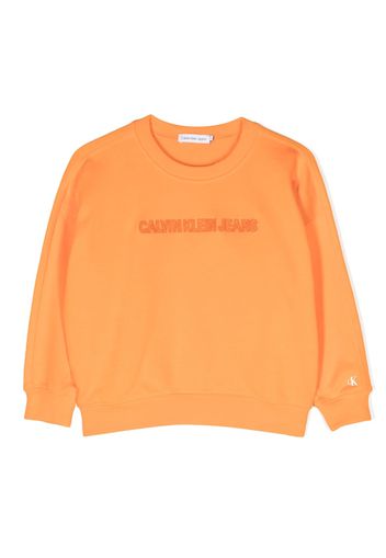 Calvin Klein Kids embroidered-logo cotton sweatshirt - Orange