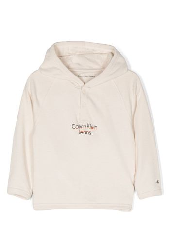 Calvin Klein Kids logo-print cotton hoodie - Nude