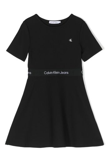 Calvin Klein Kids logo-embroidered short-sleeve dress - Schwarz