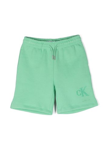 Calvin Klein Kids logo-embroidered piqué-weave shorts - Grün