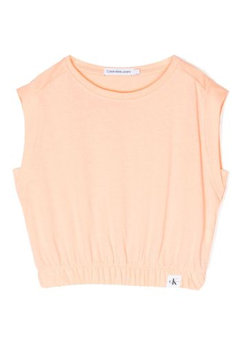 Calvin Klein Kids sleeveless cotton crop top - Orange