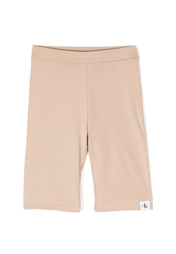 Calvin Klein Kids logo-patch cotton shorts - Nude