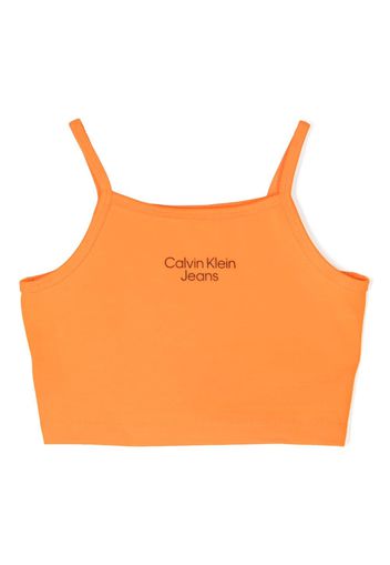 Calvin Klein Kids logo-print cropped tank top - Orange