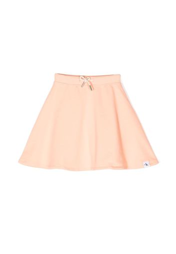 Calvin Klein Kids logo-patch flared mini skirt - Orange