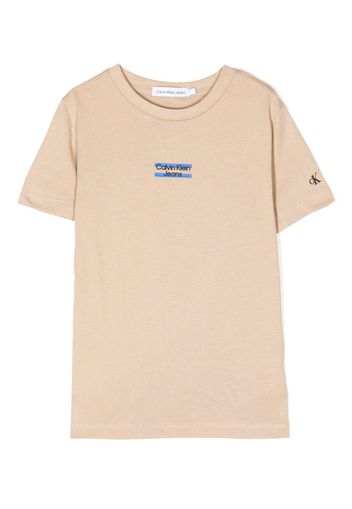 Calvin Klein Kids logo-print detail T-shirt - Nude