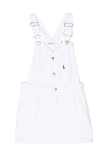 Calvin Klein Kids logo-patch dungaree dress - Weiß