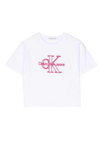 Calvin Klein Kids logo-embroidered cotton T-shirt - Weiß