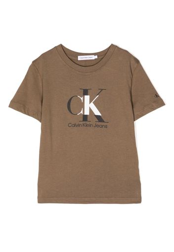 Calvin Klein Kids logo-print cotton T-shirt - Braun