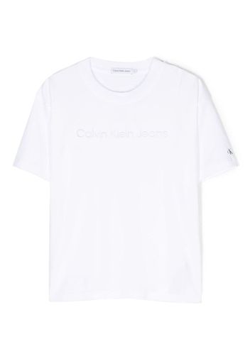 Calvin Klein Kids logo-embroidered round-neck T-shirt - Weiß