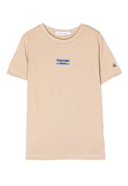 Calvin Klein Kids logo-print detail T-shirt - Nude