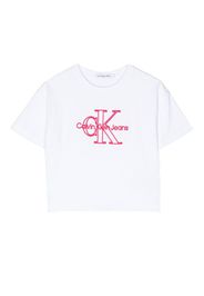 Calvin Klein Kids logo-embroidered cotton T-shirt - Weiß