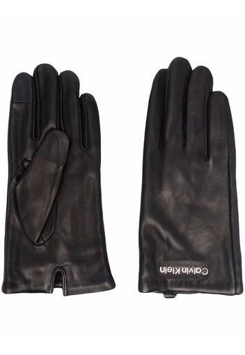 Calvin Klein logo-plaque gloves - Schwarz